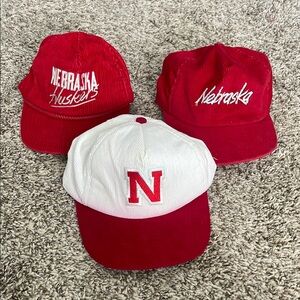Lot of 3 Vintage Nebraska Cornhuskers Corduroy Hats | NCAA College Football